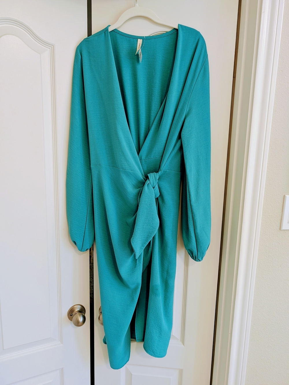 Tyche Bright Teal Wrap Dress,NWT L